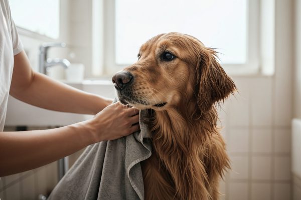 golden-retriever-being-dried-after-bath